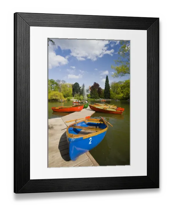 Framed Print : GERMANY, Hessen, Frankfurt am Main. Palmengarten, Palm Garden, boats by rowing lake