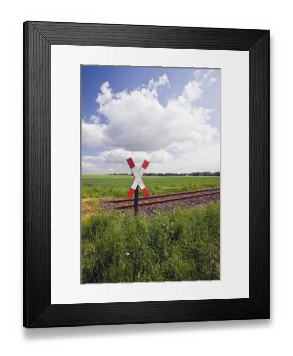 Framed Print : GERMANY, Niedersachsen, Bergen. Railroad crossing