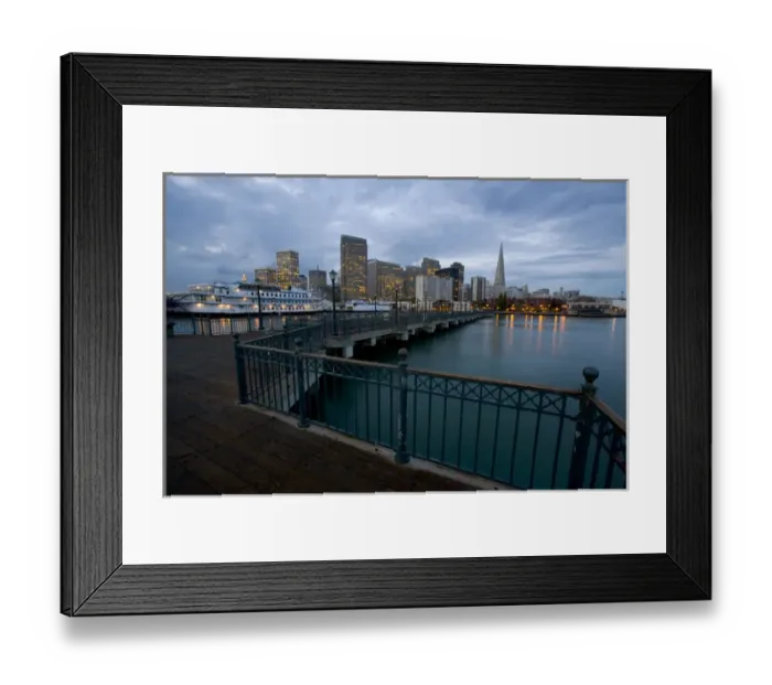 Framed Print : Dawns first light on the skyline of San Francisco From Pier 7, California
