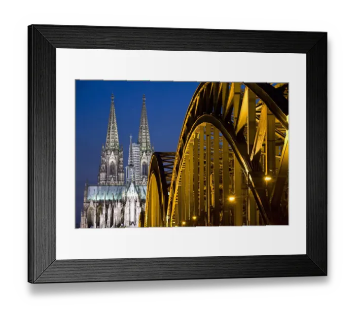 Framed Print : GERMANY, Nordrhein-Westfalen, Cologne. Cologne Cathedral and Hohenzollern Bridge, evening Framed Print : GERMANY, Nordrhein-Westfalen, Cologne. Cologne Cathedral and Hohenzollern Bridge, evening