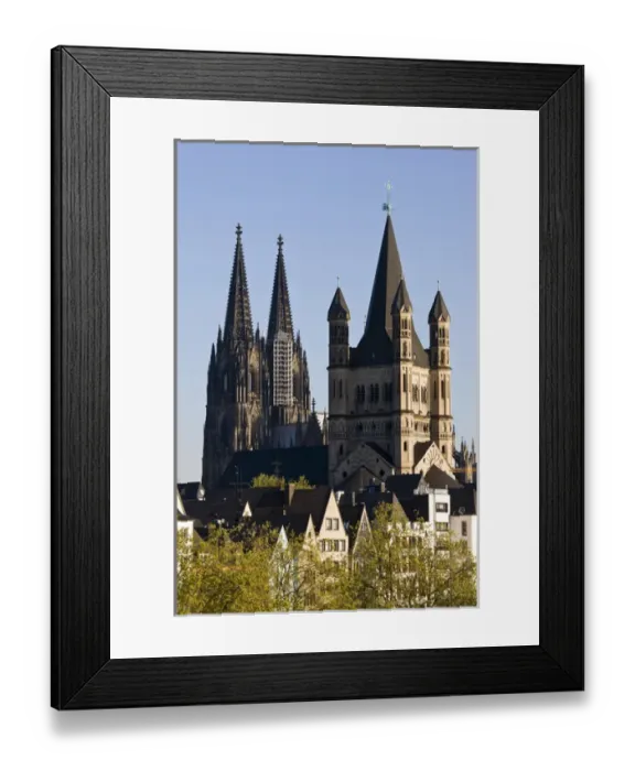 Framed Print : GERMANY, Nordrhein-Westfalen, Cologne. Gross-St. Martin Church and Cologne Cathedral Framed Print : GERMANY, Nordrhein-Westfalen, Cologne. Gross-St. Martin Church and Cologne Cathedral