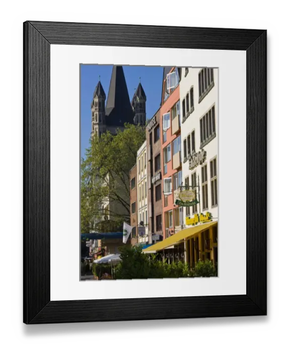 Framed Print : GERMANY, Nordrhein-Westfalen, Cologne. Rhein riverside buildings and Gross St. Martin
