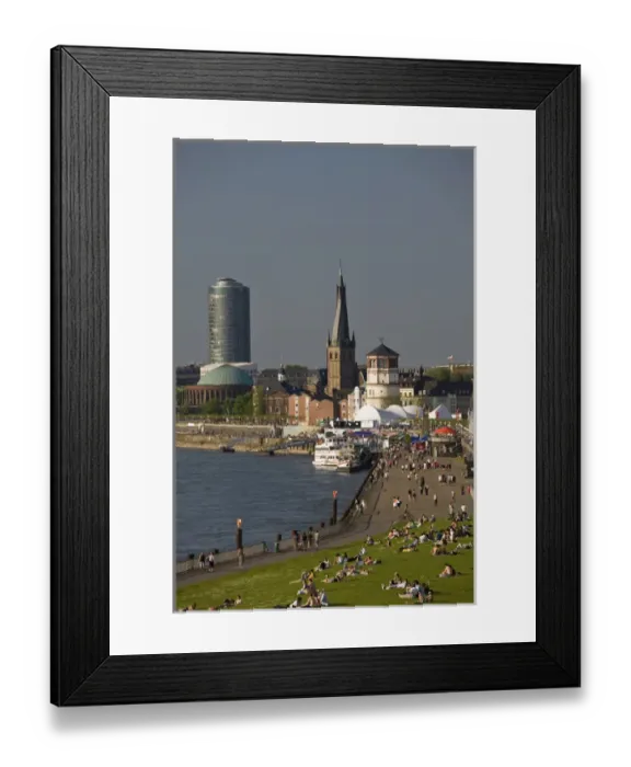 Framed Print : GERMANY, Nordrhein-Westfalen, Dusseldorf. Along Rheinufer Rhein River embankment
