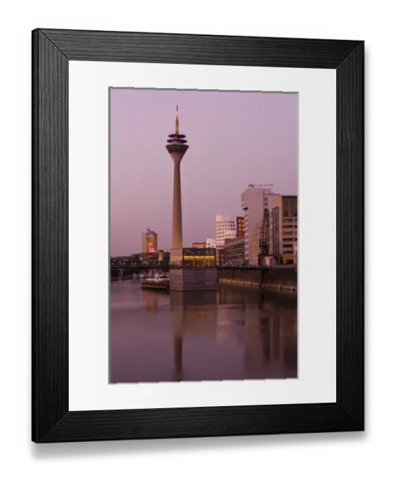 Framed Print : GERMANY, Nordrhein-Westfalen, Dusseldorf. Medienhafen and Rhein Tower