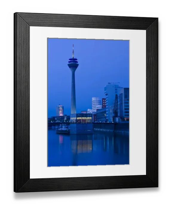 Framed Print : GERMANY, Nordrhein-Westfalen, Dusseldorf. Medienhafen and Rhein Tower
