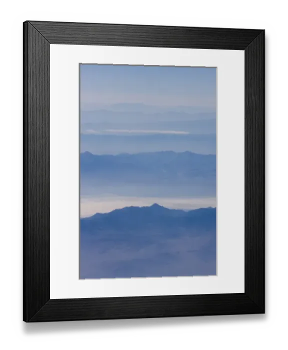 Framed Print : An aerial view of smoke covered mountain peaks and valleys in eastern California Framed Print : An aerial view of smoke covered mountain peaks and valleys in eastern California