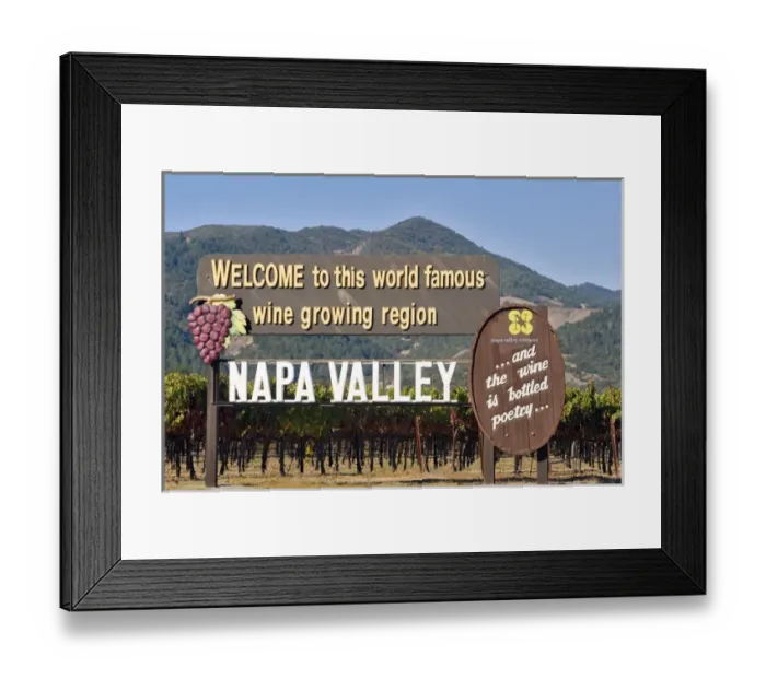 Framed Print : Historic Welcome to Napa Valley sign along highway 29 through Napa Valley, Wine Country Framed Print : Historic Welcome to Napa Valley sign along highway 29 through Napa Valley, Wine Country