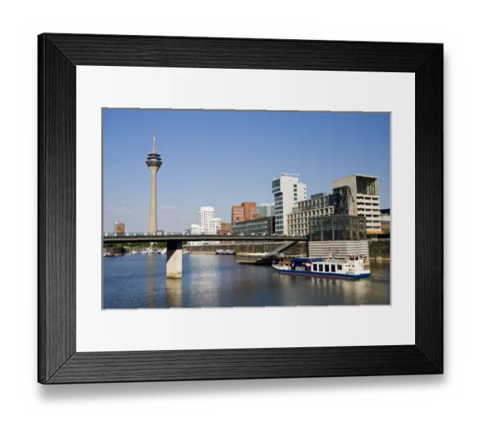 Framed Print : GERMANY, Nordrhein-Westfalen, Dusseldorf. Rhein Tower and Medienhafen