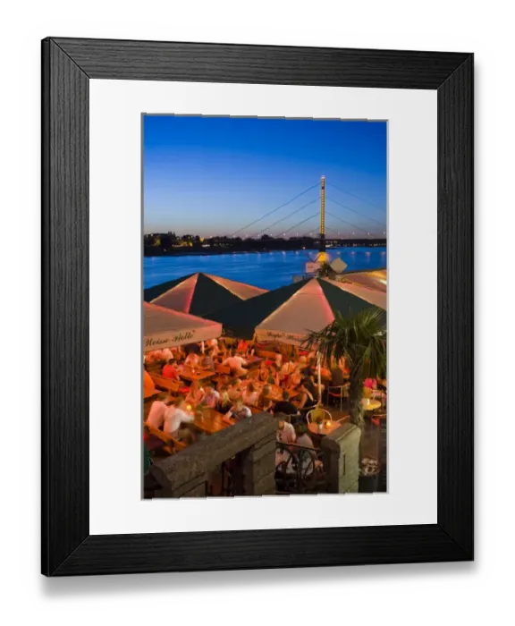 Framed Print : GERMANY, Nordrhein-Westfalen, Dusseldorf. Rhein Riverfront cafes (NR)