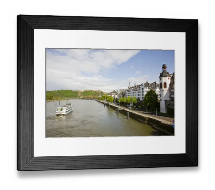 Framed Print : GERMANY, Rheinland-Pfaltz, Koblenz. Alte Burg castle and Mosel River