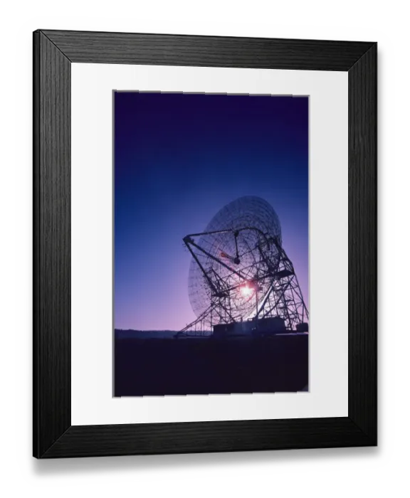 Framed Print : radio telescope sunset Stanford California