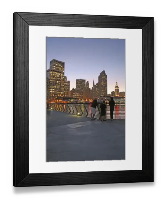 Framed Print : Dusk lighting Pier Fourteen people, 2009, San Francisco California Framed Print : Dusk lighting Pier Fourteen people, 2009, San Francisco California