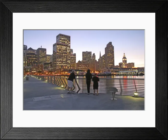 Framed Print : Dusk lighting Pier Fourteen people, 2009, San Francisco California