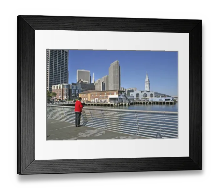 Framed Print : People at Pier Fourteen Embarcadero, San Francisco California Framed Print : People at Pier Fourteen Embarcadero, San Francisco California