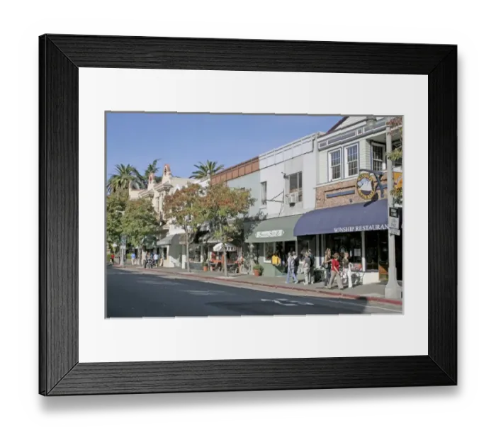 Framed Print : People stores on Bridgeway, Sausalito California