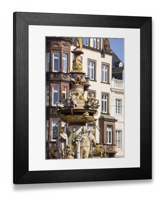 Framed Print : GERMANY, Rheinland-Pfaltz, Mosel River Valley, Trier. Hauptmarkt main square, Fountain of St Framed Print : GERMANY, Rheinland-Pfaltz, Mosel River Valley, Trier. Hauptmarkt main square, Fountain of St