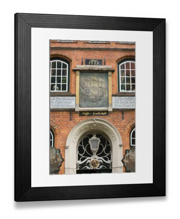 Framed Print : GERMANY, Schleswig-Holstein, Lubeck. House of the Seamens Guild detial