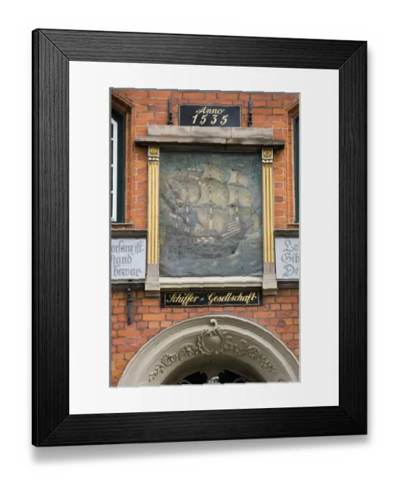 Framed Print : GERMANY, Schleswig-Holstein, Lubeck. House of the Seamens Guild detial