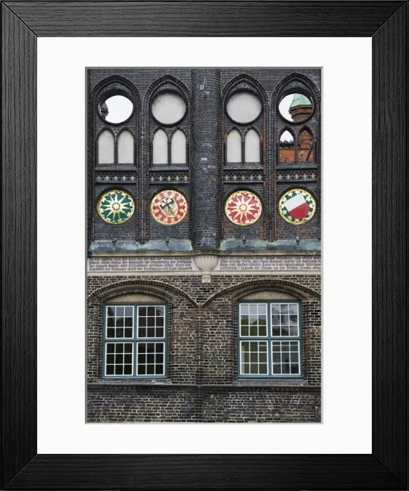 Framed Print : GERMANY, Schleswig-Holstein, Lubeck. Lubeck town hall detail
