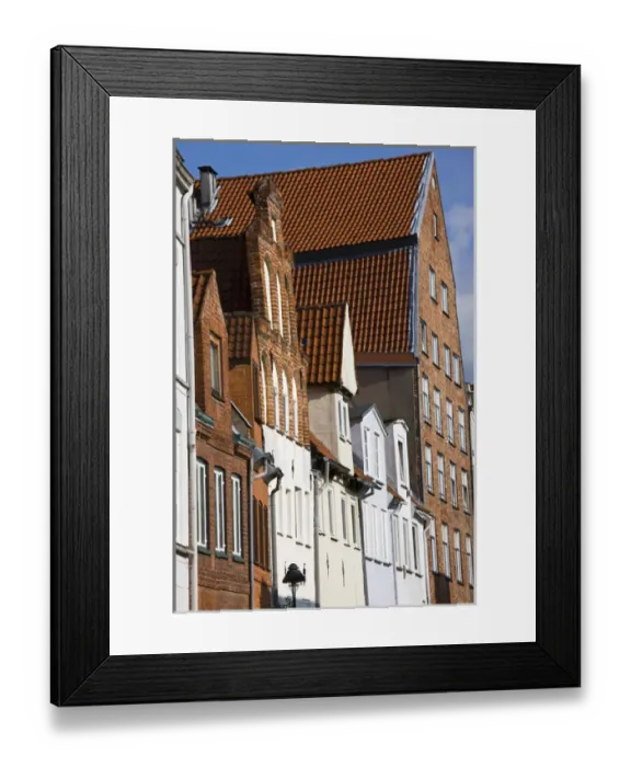 Framed Print : GERMANY, Schleswig-Holstein, Lubeck. Old Town Buildings on Fleishhauerstasse Framed Print : GERMANY, Schleswig-Holstein, Lubeck. Old Town Buildings on Fleishhauerstasse