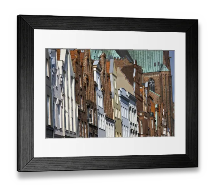 Framed Print : GERMANY, Schleswig-Holstein, Lubeck. Old Town Buildings on Fleishhauerstasse Framed Print : GERMANY, Schleswig-Holstein, Lubeck. Old Town Buildings on Fleishhauerstasse