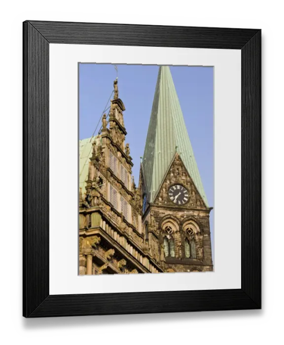 Framed Print : GERMANY, State of Bremen, Bremen. City Hall and Dom St. Petri cathedral Framed Print : GERMANY, State of Bremen, Bremen. City Hall and Dom St. Petri cathedral