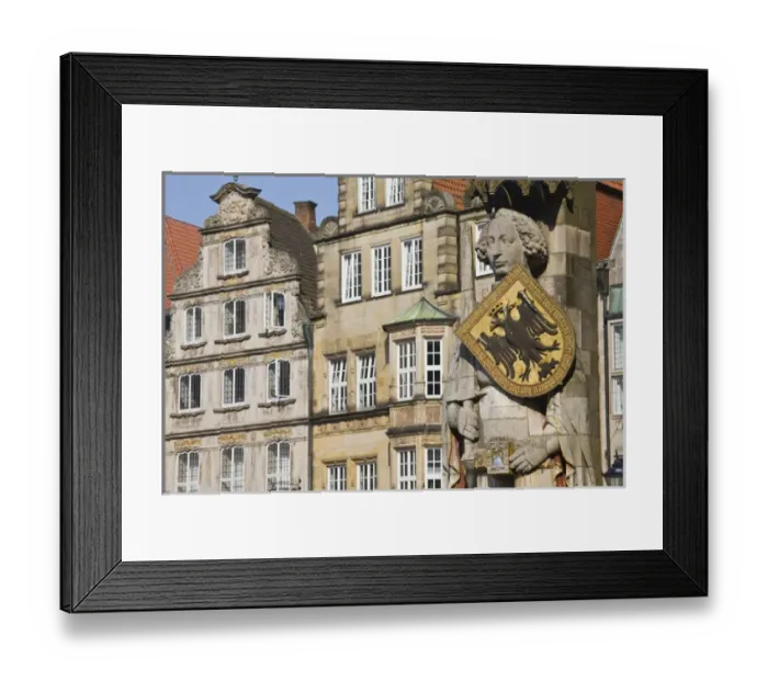 Framed Print : GERMANY, State of Bremen, Bremen. Marktplatz, Statue of Roland
