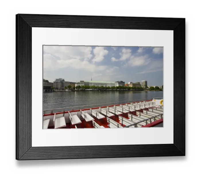 Framed Print : GERMANY, State of Hamburg, Hamburg. Binnenalster lake, tourist boats
