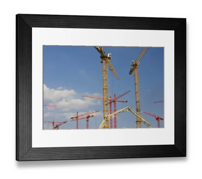 Framed Print : GERMANY, State of Hamburg, Hamburg. Construction cranes, HafenCity
