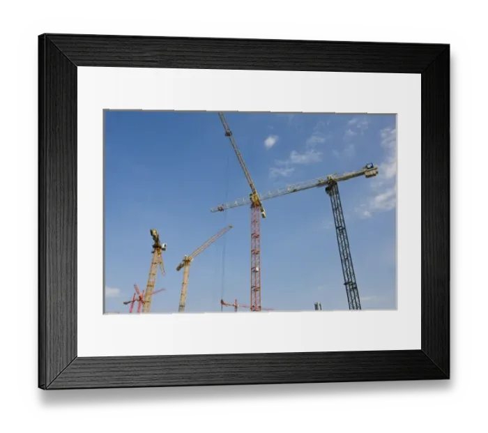 Framed Print : GERMANY, State of Hamburg, Hamburg. Construction cranes, HafenCity