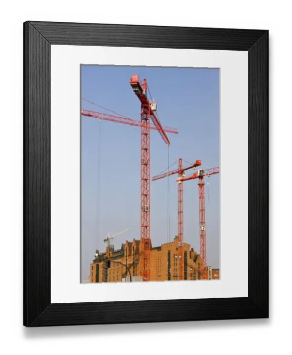 Framed Print : GERMANY, State of Hamburg, Hamburg. HafenCity counstruction cranes Framed Print : GERMANY, State of Hamburg, Hamburg. HafenCity counstruction cranes