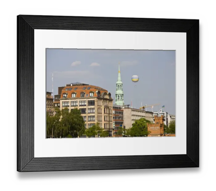 Framed Print : GERMANY, State of Hamburg, Hamburg. Inner Harbor and observation balloon Framed Print : GERMANY, State of Hamburg, Hamburg. Inner Harbor and observation balloon