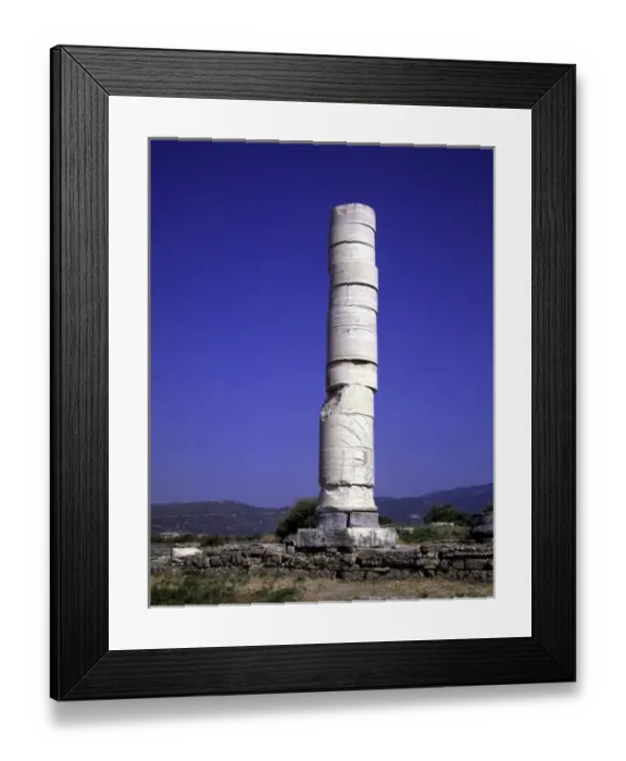 Framed Print : Samos Heraion. Single remaining column of Polykratos Temple rebuilt by Theodorus in 525 BC Framed Print : Samos Heraion. Single remaining column of Polykratos Temple rebuilt by Theodorus in 525 BC
