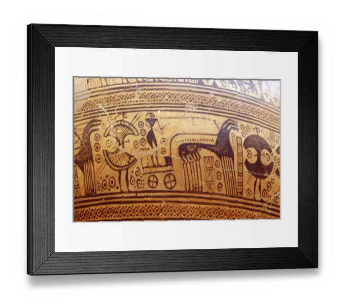 Framed Print : Greek Geometric period vase- early Iron Age Period. c750 BC. Funeral procession