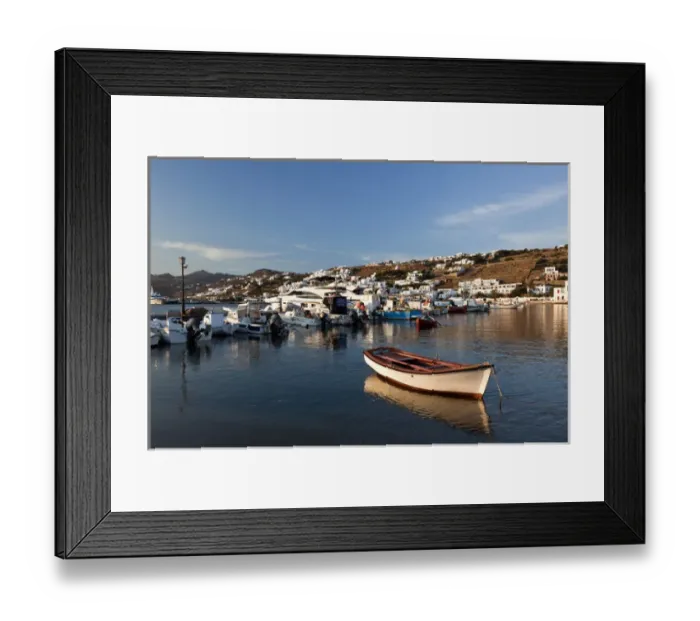 Framed Print : Boats in harbor, Chora, Mykonos, Greece Framed Print : Boats in harbor, Chora, Mykonos, Greece