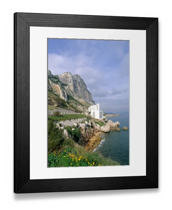 Framed Print : Famous Rock of Gibraltar with Mediterranean cliffs in Gibraltar U K Country Framed Print : Famous Rock of Gibraltar with Mediterranean cliffs in Gibraltar U K Country