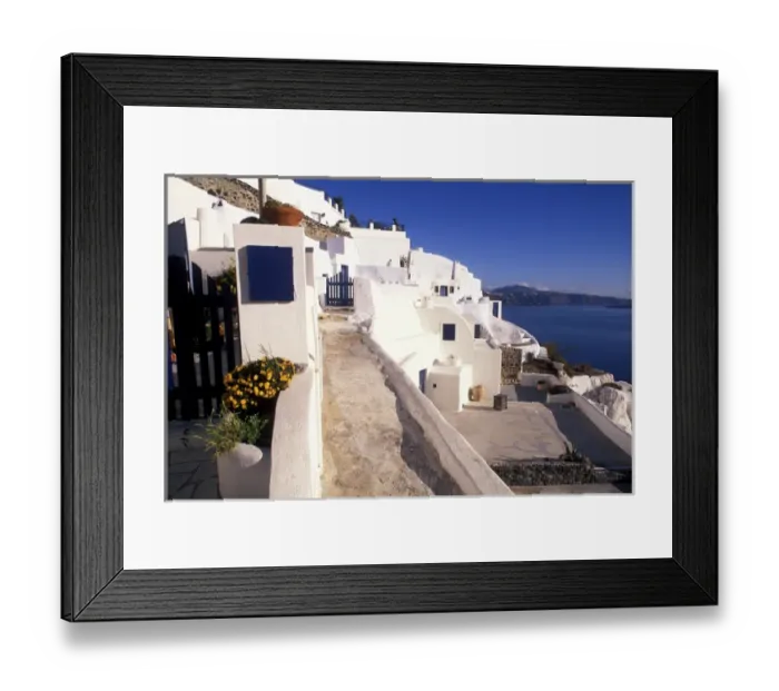 Framed Print : 04. Tourism of Greece White Buildings of Oia, Santorini Greece