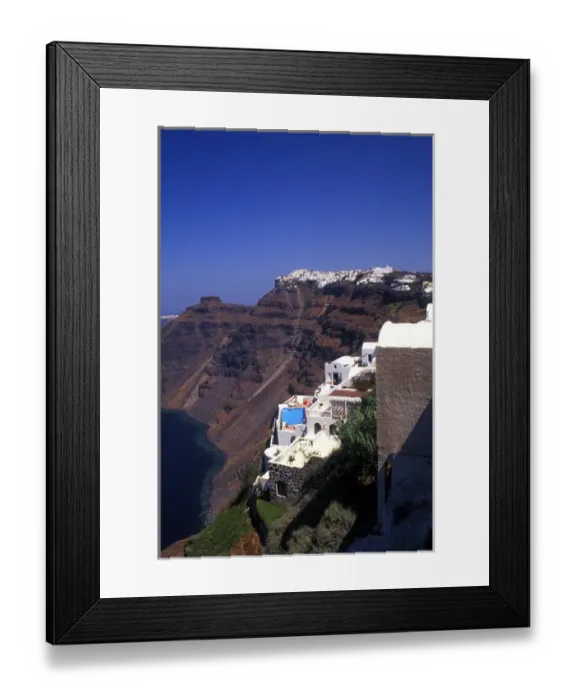 Framed Print : 04. White Buildings on Cliffs in Fira, Santorini, Greece