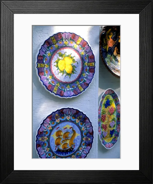 Framed Print : Beautiful colorful artwork plates in Athens Greece Framed Print : Beautiful colorful artwork plates in Athens Greece