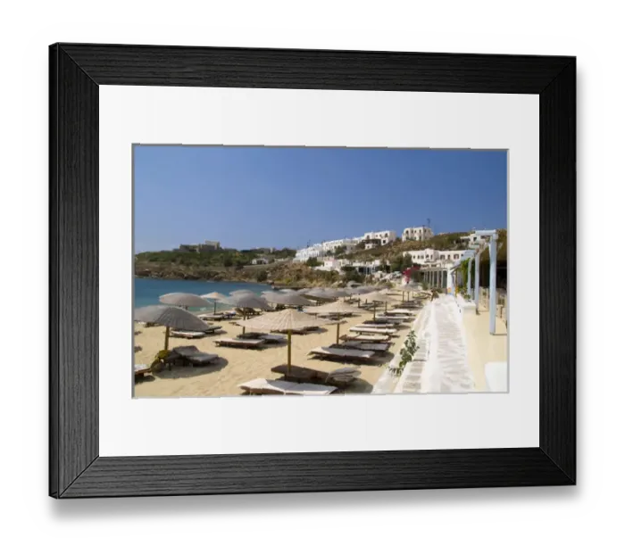Framed Print : Beautiful island of Mykonos Greece and beach called St Stefanos Beach Framed Print : Beautiful island of Mykonos Greece and beach called St Stefanos Beach