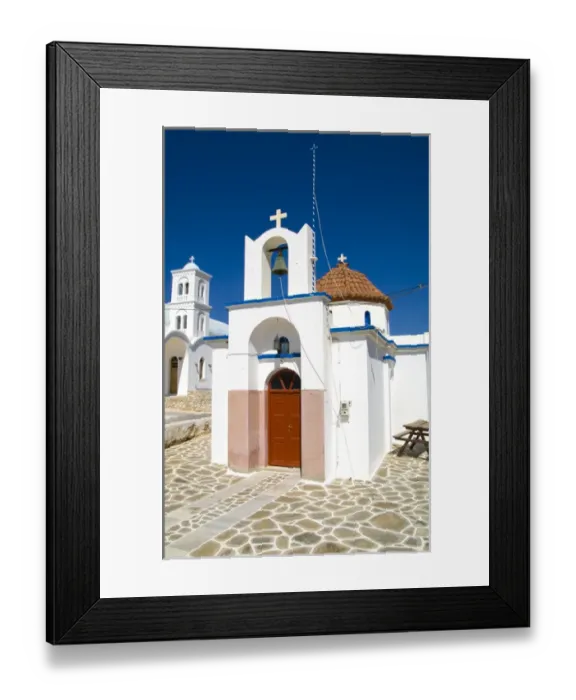 Framed Print : Beautiful island of Paros Greece in Greek Islands and beautiful church in small Framed Print : Beautiful island of Paros Greece in Greek Islands and beautiful church in small
