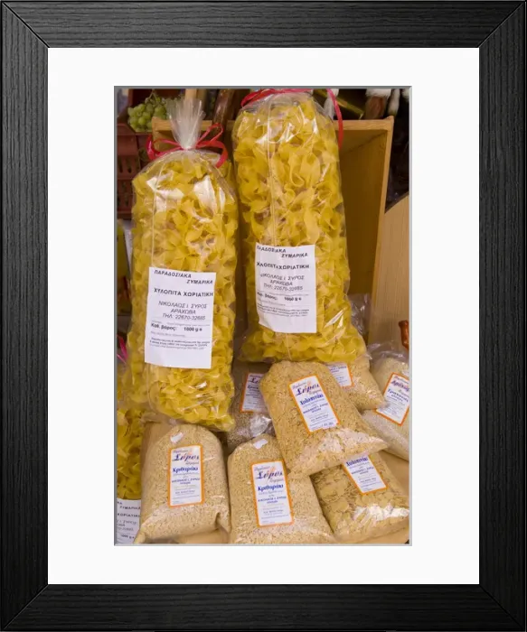 Framed Print : Pasta available in a store in Arachova, Greece Framed Print : Pasta available in a store in Arachova, Greece