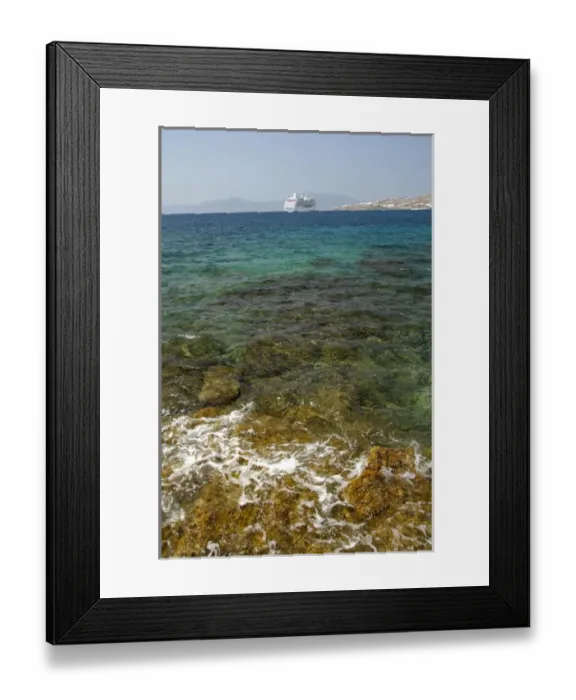 Framed Print : Europe, Greece, Mykonos. Cruise ship anchored off of Mykonos Framed Print : Europe, Greece, Mykonos. Cruise ship anchored off of Mykonos