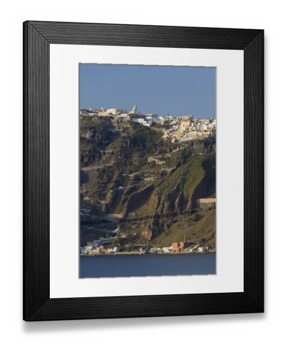 Framed Print : Greece, Cyclades, Island of Santorini (aka Thira). Zig-zag road to the capital city Framed Print : Greece, Cyclades, Island of Santorini (aka Thira). Zig-zag road to the capital city