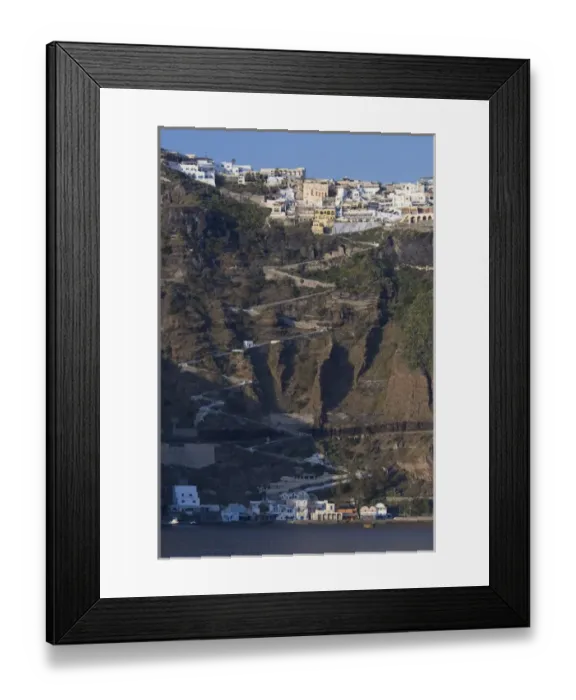 Framed Print : Greece, Cyclades, Island of Santorini (aka Thira). Zig-zag road to the capital city Framed Print : Greece, Cyclades, Island of Santorini (aka Thira). Zig-zag road to the capital city