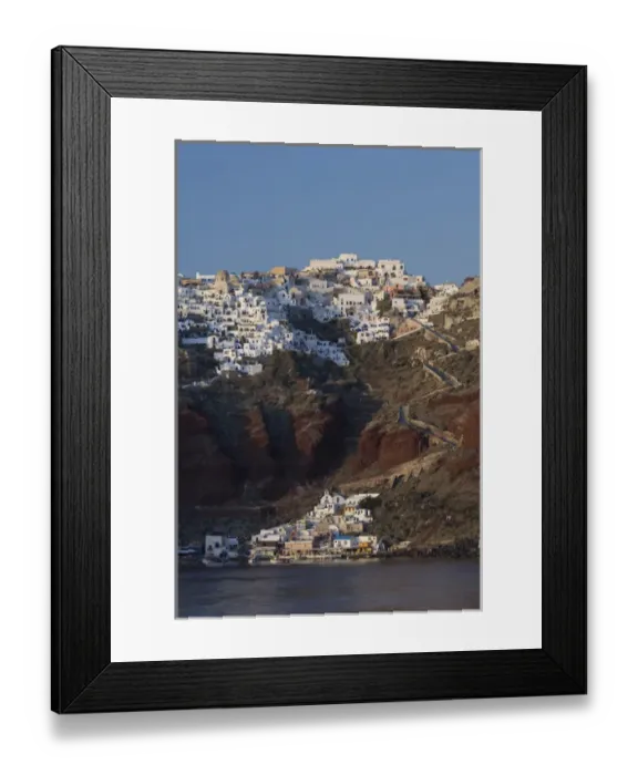Framed Print : Greece, Cyclades, Island of Santorini (aka Thira). Typical cliff top homes