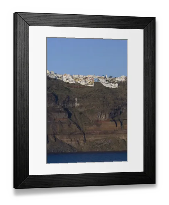 Framed Print : Greece, Cyclades, Island of Santorini (aka Thira). Capital city of Fira located a Framed Print : Greece, Cyclades, Island of Santorini (aka Thira). Capital city of Fira located a