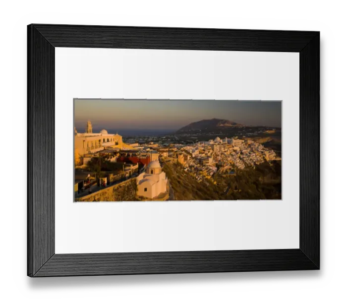 Framed Print : Greece and Greek Island of Santorini town of Fira viewed from the caldera above the town Framed Print : Greece and Greek Island of Santorini town of Fira viewed from the caldera above the town