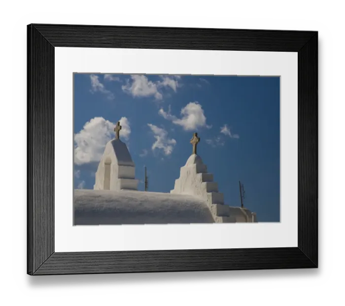 Framed Print : Greece and Greek Island of Mykonos and the harbor town of Hora and the church of Framed Print : Greece and Greek Island of Mykonos and the harbor town of Hora and the church of