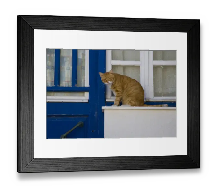 Framed Print : Greece and Greek Island of Mykonos and the harbor town of Hora with Oregon and White
